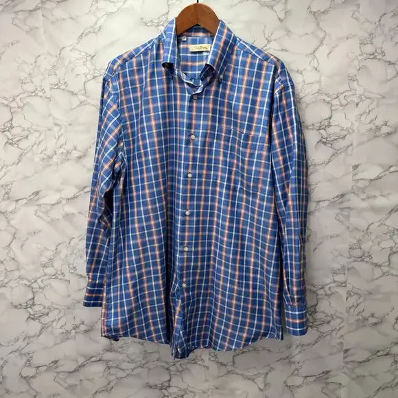 Peter Millar Men’s Shirt sz L Checkered Long Sleeve Cotton #G938 - Picture 6 of 11